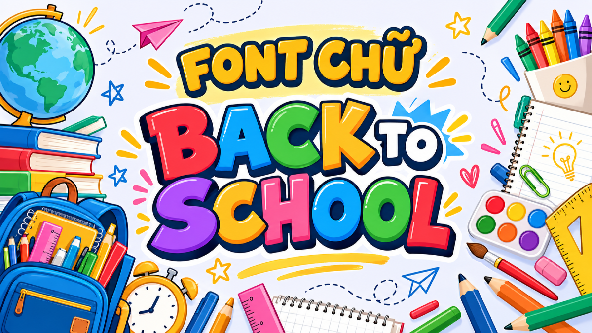 Font chữ back to school cho poster tuyển sinh, giáo dục và lớp học