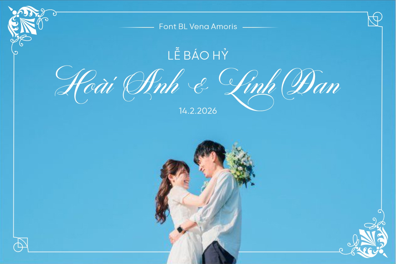 Font chữ handwriting thiệp cưới BL Vena Amoris Việt hóa